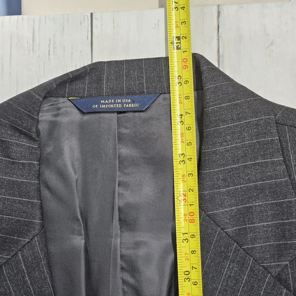 Vintage Brooks Brothers Sport Blazer Gray Pinstripe Wool 44L Waist 39 Classic
